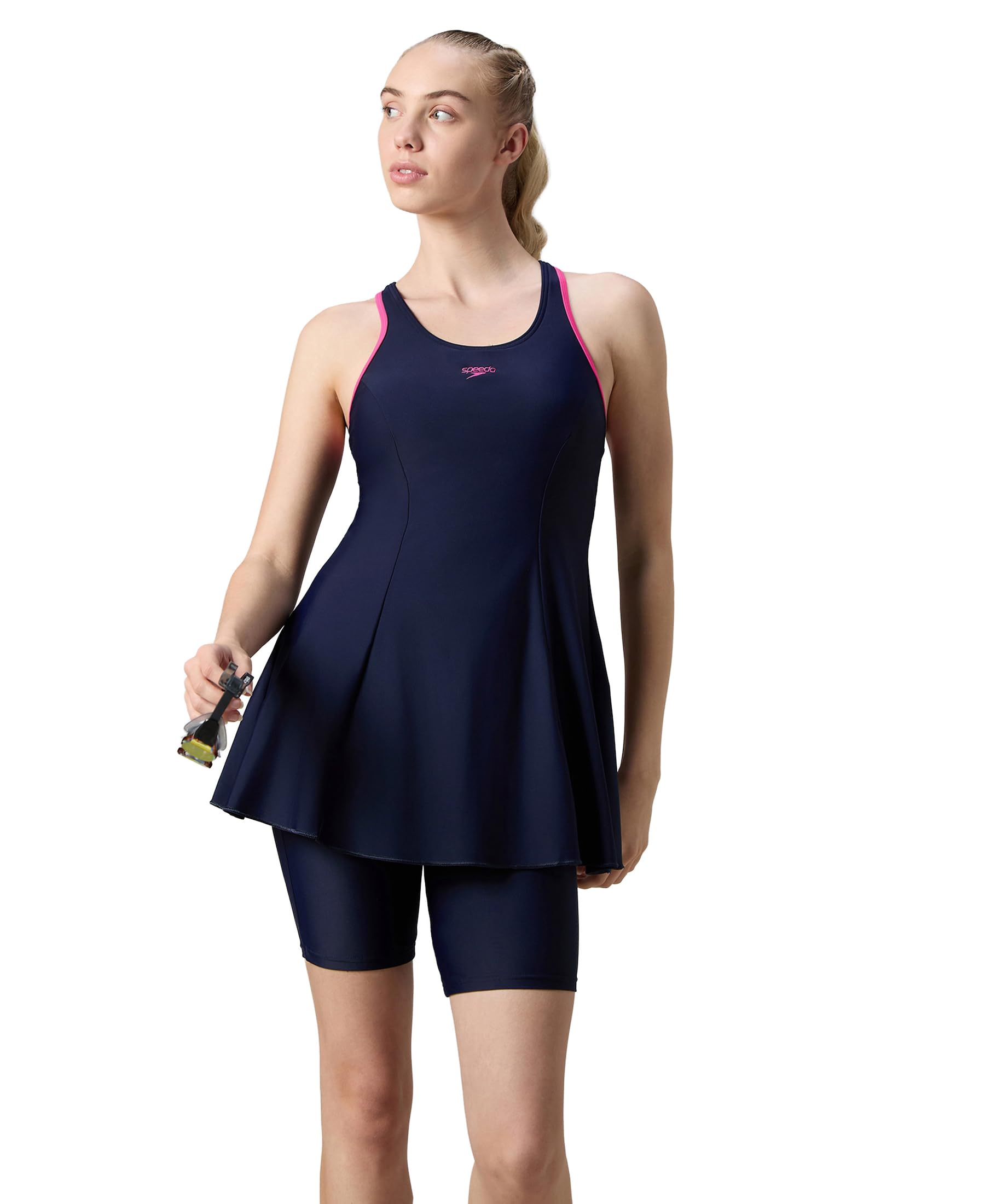 Speedo Women's Endurance10 Racerback Swimdress with Kneeleg | Swimming Costume | Swimming Suit for Women | Chlorine Resistance | UPF 40+ Sun Protection | Removable Bra Pads-picture-18