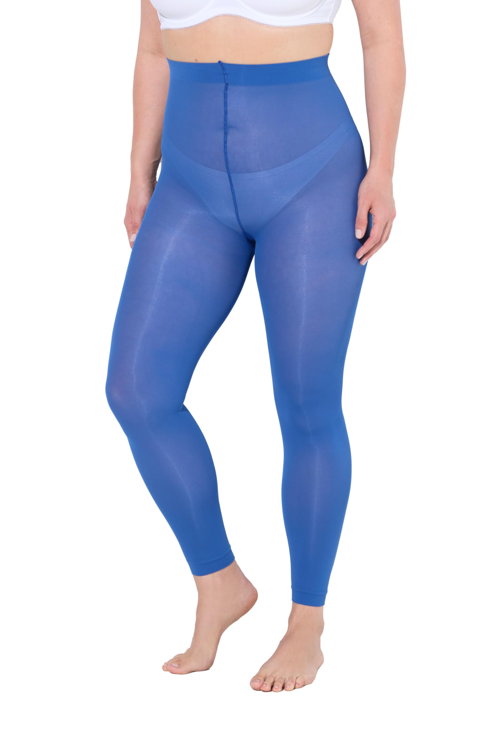 Ulla Popken Womenswear Plus Size Curvy 60 Denier Footless Tights peacock blue 18/20 659026740-44+