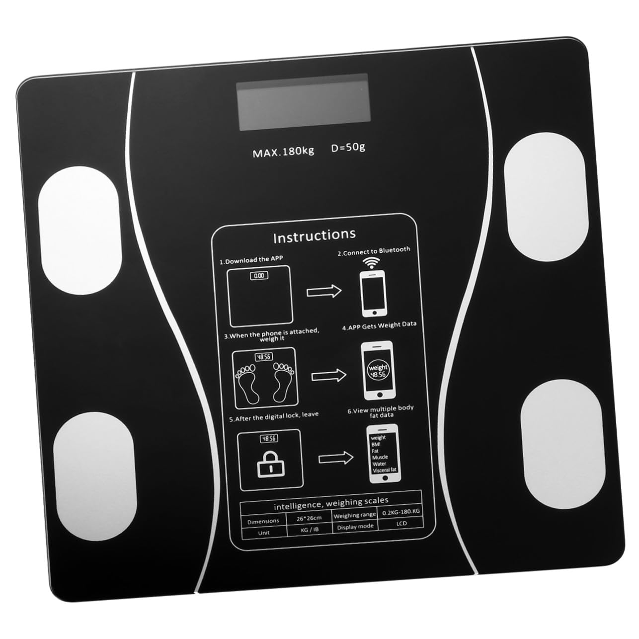 Báscula Peso Corporal Digital Recargable USB con Pantalla LED Grande Precisión Templado y Análisis Corporal Inteligente para Uso Familiar