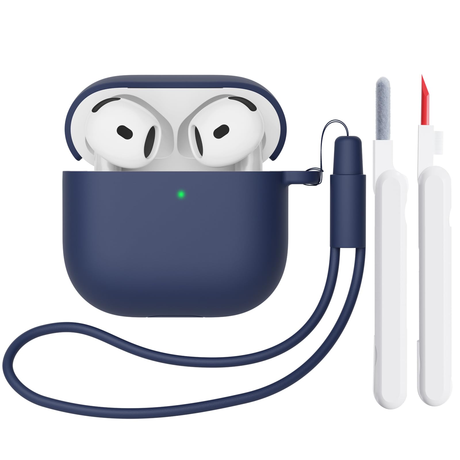Mocarheri Funda de Silicona Compatible con AirPods 4.ª Generación con Kit de Limpiador, Fundas Protectora de Silicona para AirPods de 4 Generacion 2024, LED Visible Frontal, Negro — view 18