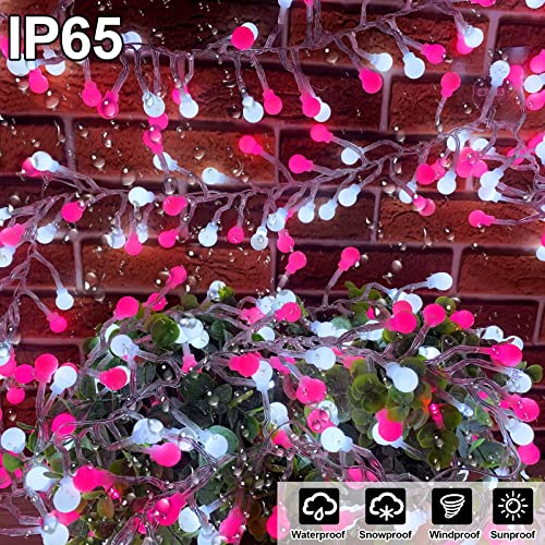 400 Led 16.4 Ft Valentines Day Decorations Globe String Lights, Valentines Window Lights 8 Modes With Timer Plug In, 2 Colors Changing Lights Valentines Decor Party Bedroom Indoor Outdoor(Pink White) #TOP4