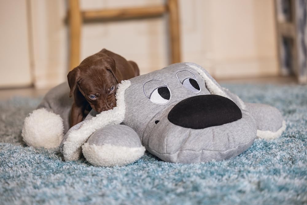 Beeztees Welpe Boomba XL, Plüschtier für Welpen, Hundespielzeug, grau, 70x40x21 cm