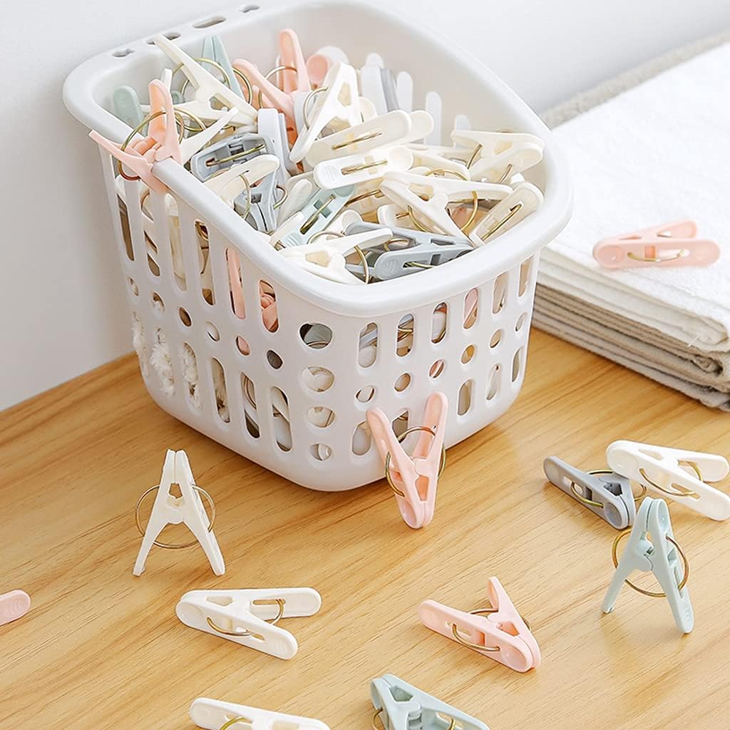 Plastic Clip Clothespin Household Air-Drying Fixed Hanger with Storage Box for Household Use (Color : Multi-Colored)