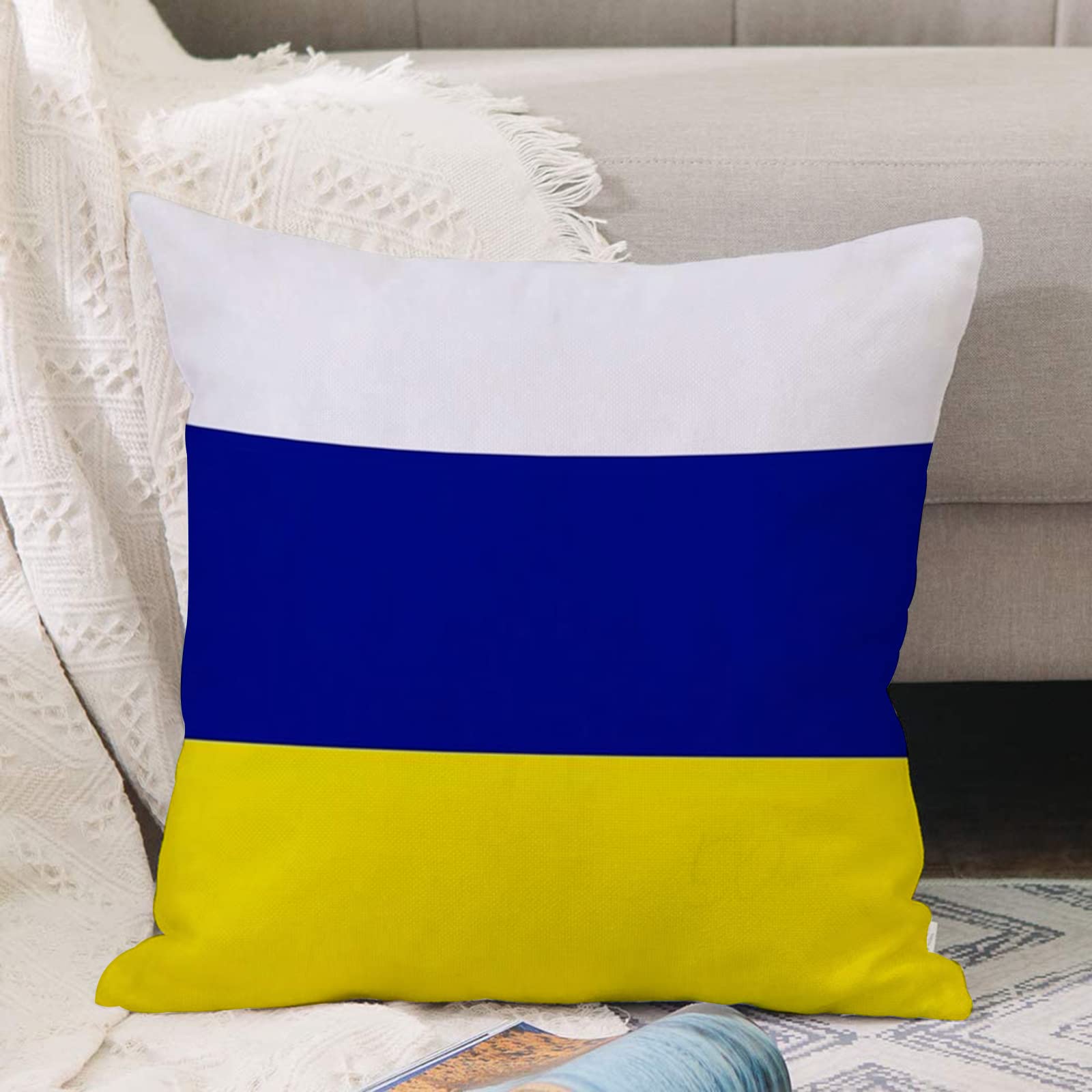 Annkoot Leeds United Tricolour Cushion Covers 18X18 Inch,,Throw Pillow Cover Soft Pillowcases With Invisible Zipper For Sofa And Couch 45X45cm