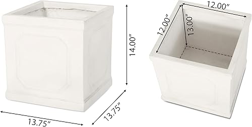 Miniatura 9 de Christopher Knight Home 316046 Burgos - Macetero grande, color blanco antiguo