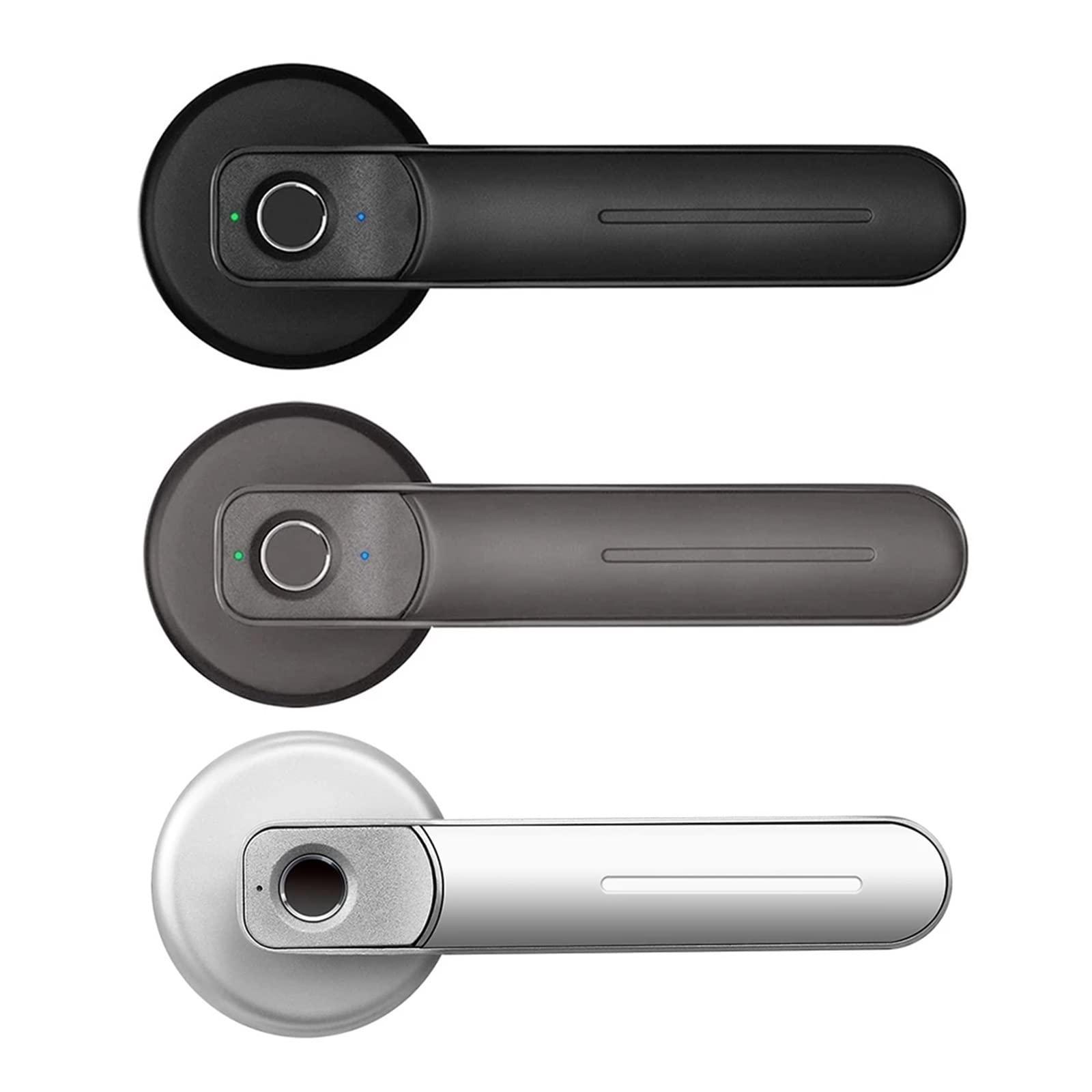Serrure connectée, Poignée de serrure de porte d'empreintes digitales Rechargeable par USB anti-vol entrée de sécurité biométrique électrique intelligente sans clé avec 2 clés maison intelligente,Con