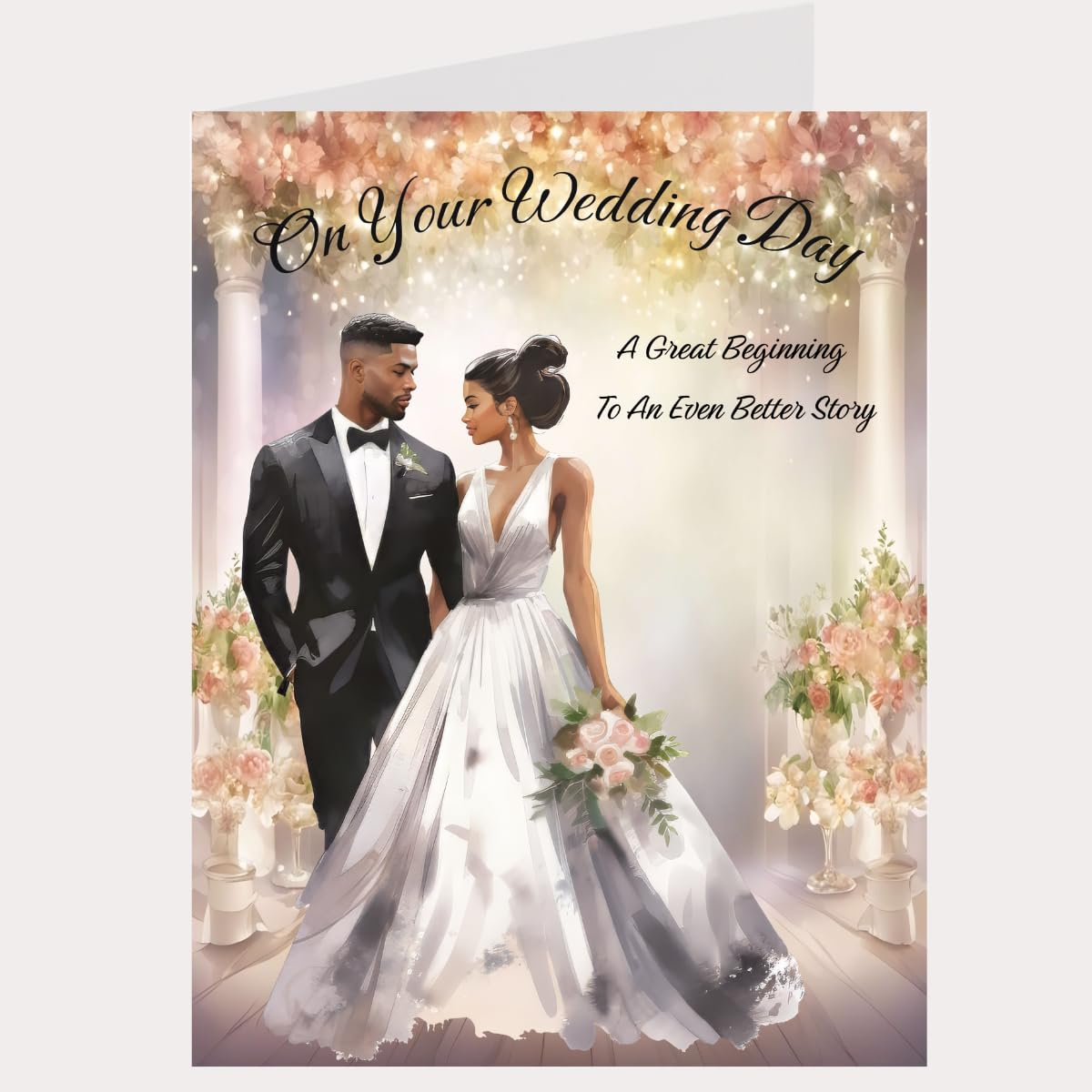 Sarah Elizabeth Collection - Wedding Day Card & Gift Tag Approx 8x6/ Celebration, Marriage, Floral Wedding, Couple, Love