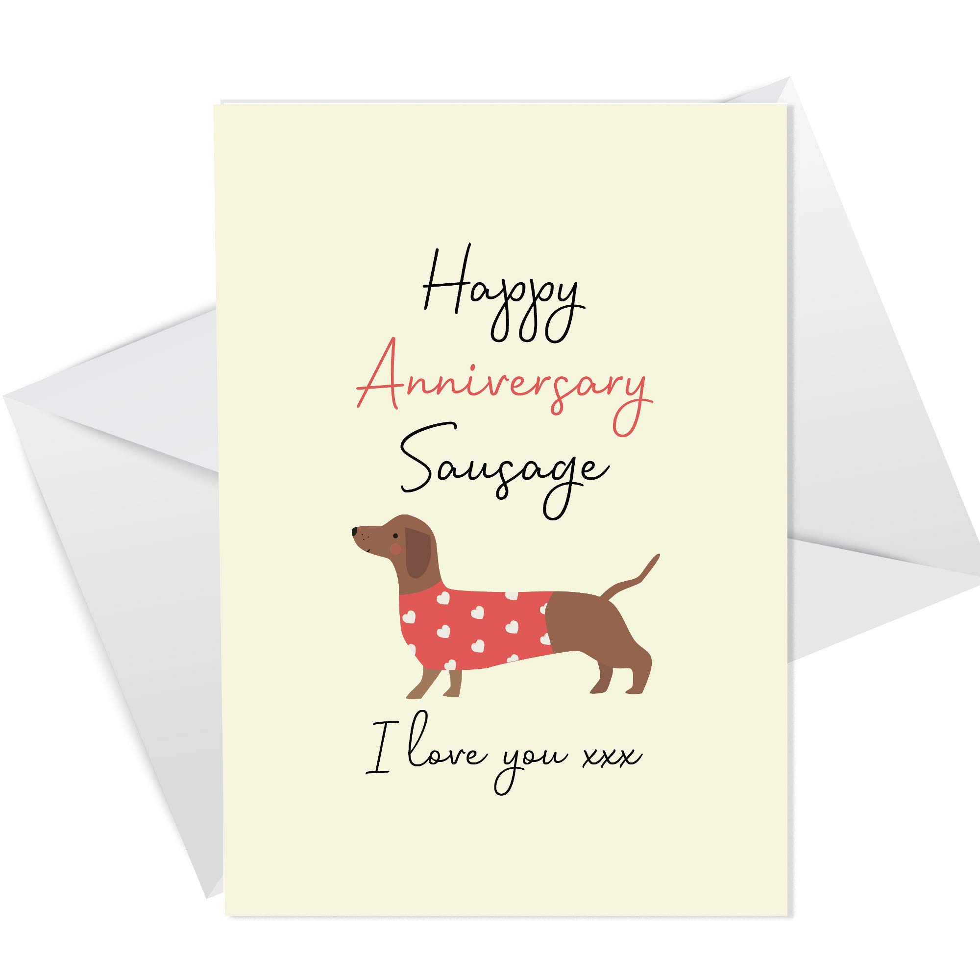 Funny Anniversary Card For Boyfriend Girlfriend Husband Wife Dachshund Design