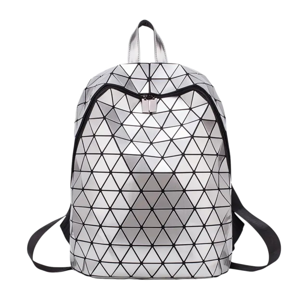 Geometric Triangle Pattern Holographic Backpack, Silver, 37x10x40 cm-picture-21
