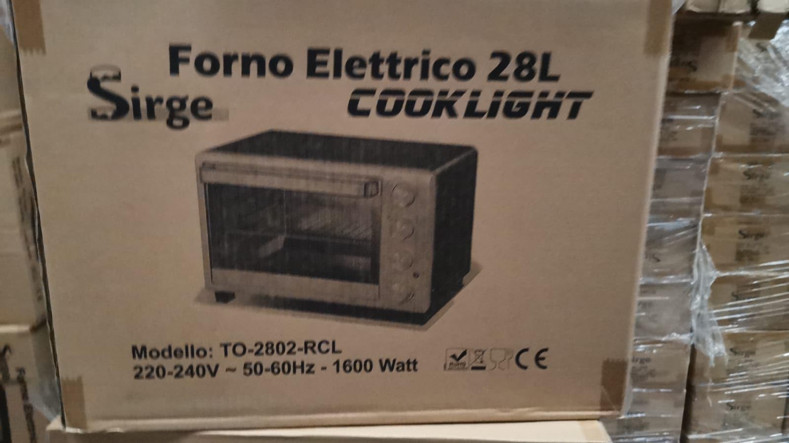 Sirge FORNO28CL Fornetto Elettrico con Luce, Spiedo, Girarrosto Cesto Rotante - Ventilato 28 L - 1600 W