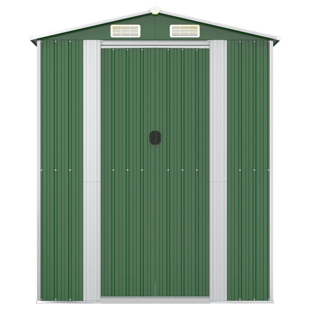 Geräteschuppen Gartenhaus Garten Schuppen Metallgerätehaus Wetterfester Gerätehaus Gartenschuppen für Fahrrad & Gartengeräte Grün 192x191x223 cm Verzinkter Stahl