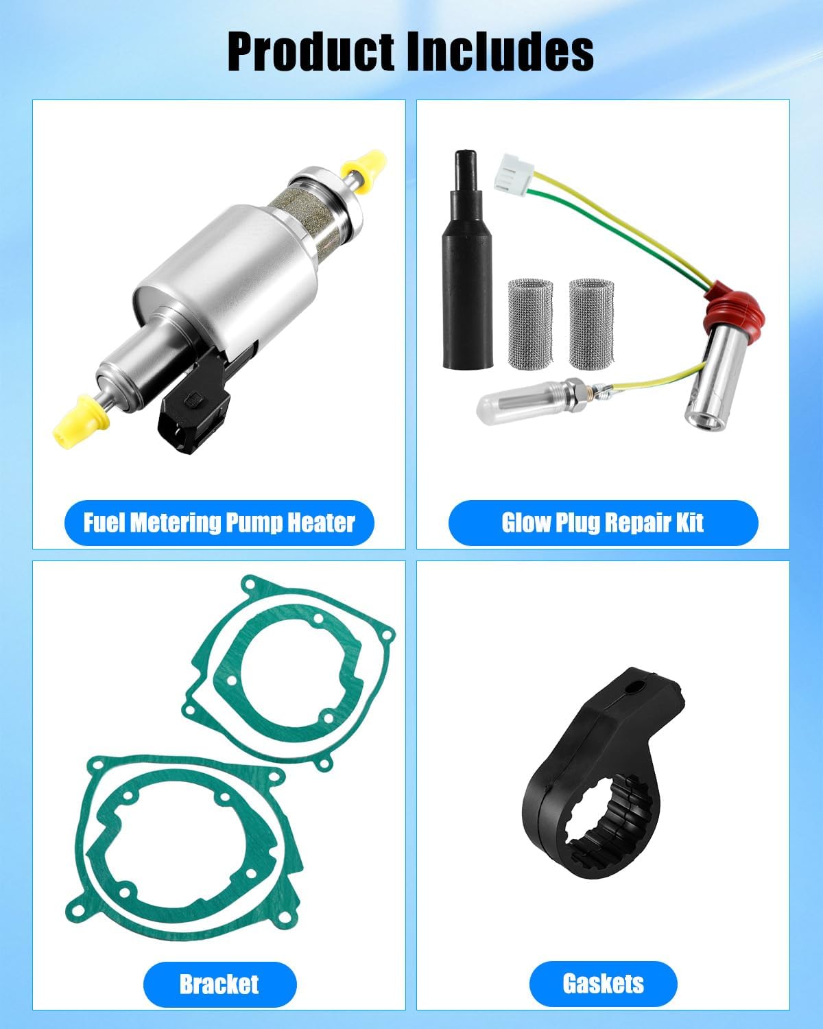 12V 2KW Glow Plug Repair Kit, 12V Diesel Fuel Metering Pump Heater Fit for Eberspacher Airtronic D2 D4 Webasto Diesel Heater 2-5KW，Upgrade Appearance Glow Plug Repair Parking Heater Kit