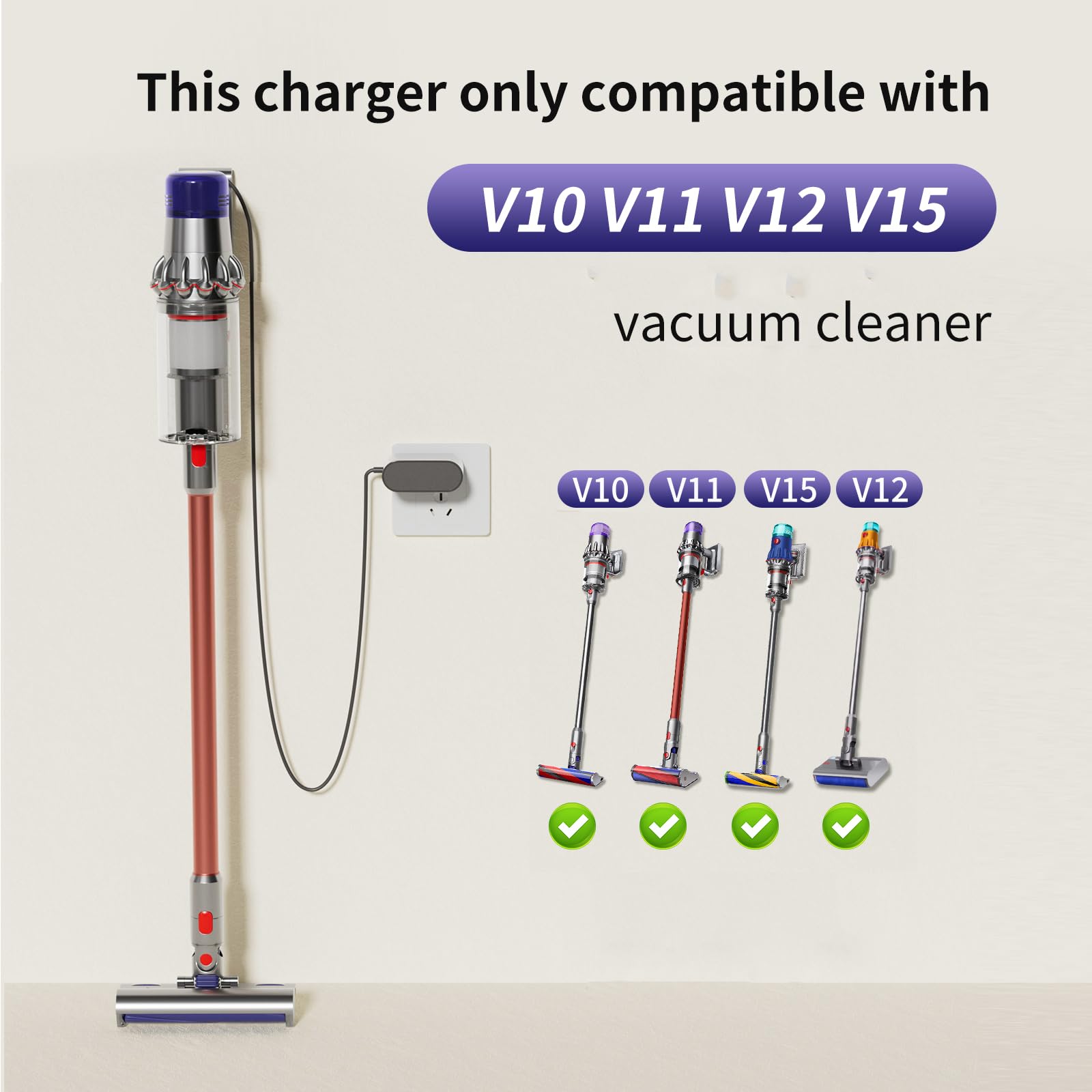 V15 Battery Charger, Replacement Charger for Dyson V10 V11 V12