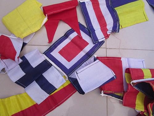 Miniatura 7 de Brass Blessing Banderines para fiestas de playa, marítimos, marinos, barcos, yates, náuticos, decoración náutica, 40 banderas pequeñas de algodón.