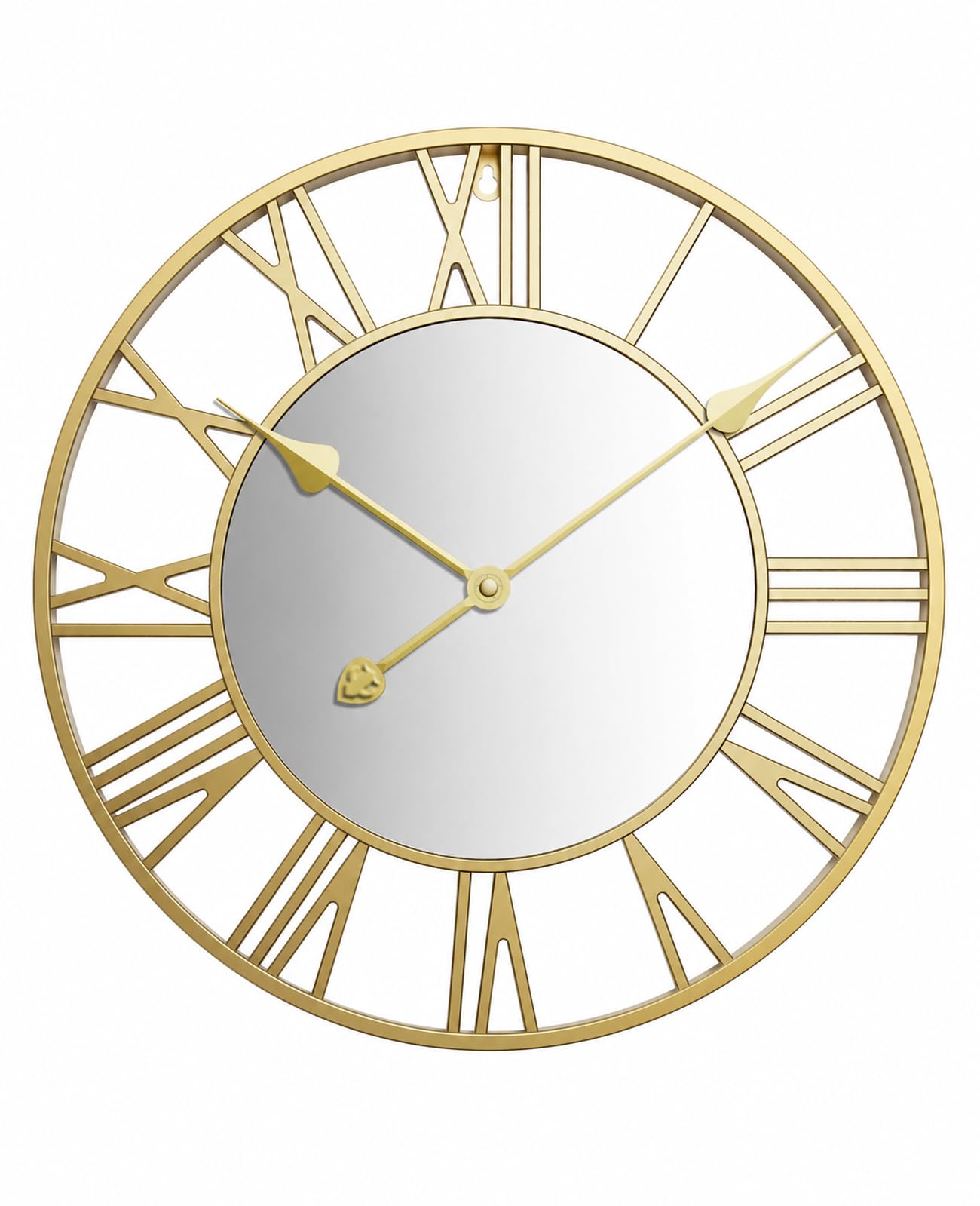 Orologio da Parete Grande 50 cm Dorato con Numeri Romani Vintage | Movimento al Quarzo Silenzioso, Centro Effetto Specchio in Acrilico, Soggiorno, Ingresso, Camera e Ufficio