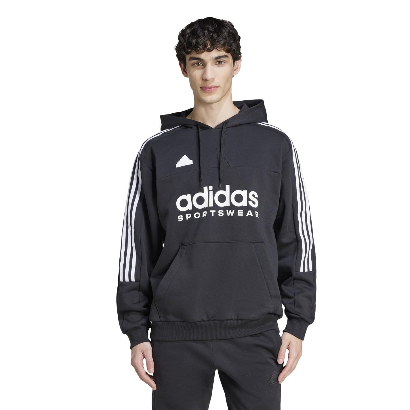 adidas House of Tiro Fleece Hoodie, Bluza z Kapturem Męska Rozpinana, czarny, S