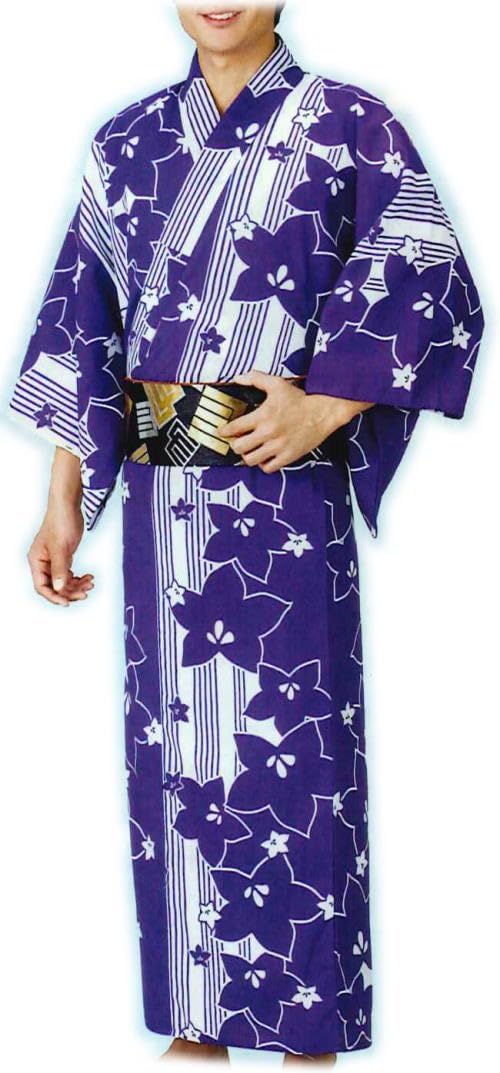 大得価，お買い得 男着物 メンズ 紳士用 踊り用 紫色 和装 和服 和柄 レトロ柄 リメイク 素材 材料 生地 コレクション 着丈(背中～)128.5cm 奈良発 