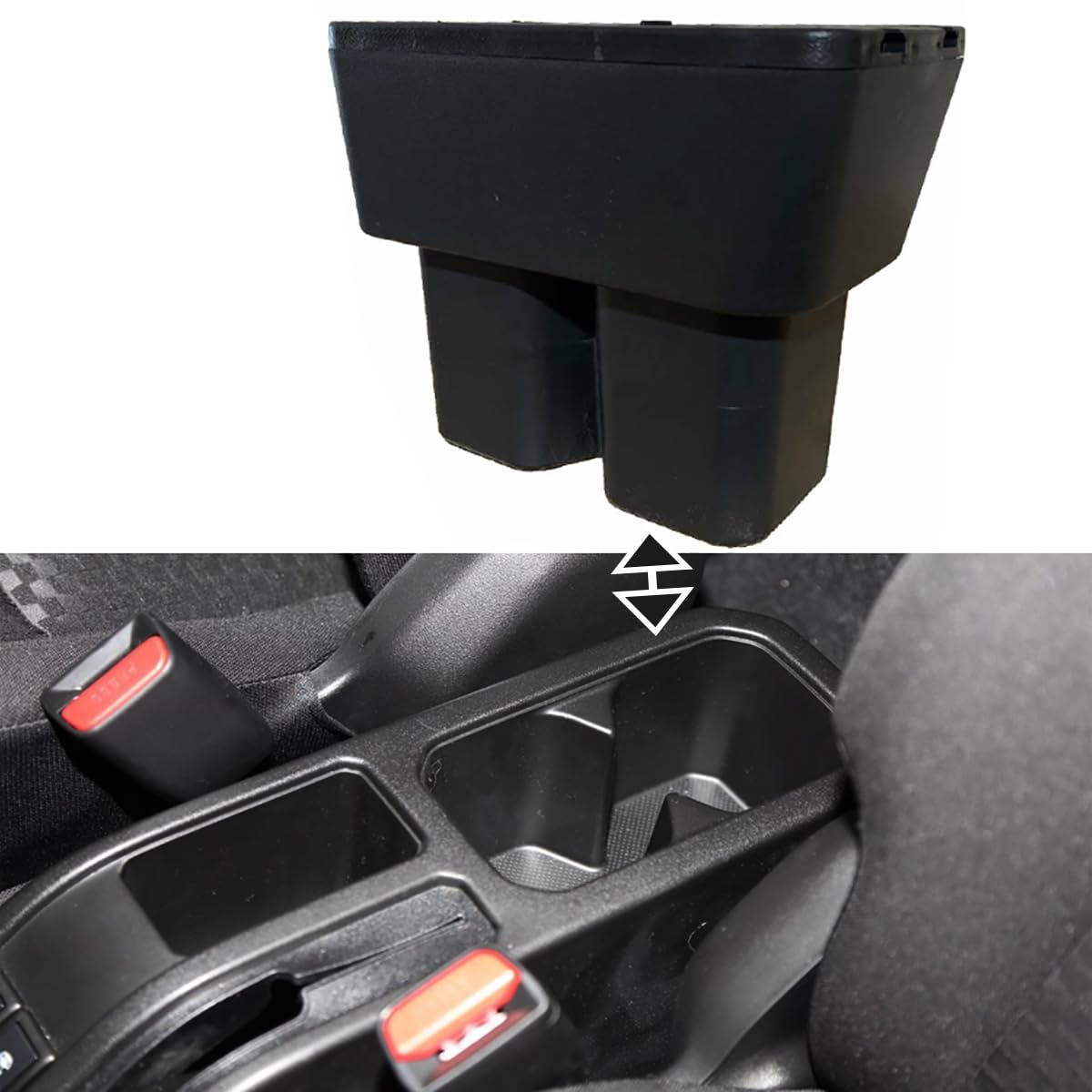 UNARAY Accoudoir boîte de rangement for Suzuki Jimny 2019 2020 double confort contenu frêne Console centrale réglable porte-gobelet cuir noir Accessoires (Size
