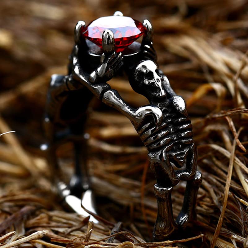 Image of Death Skull Ring for Men Stainless Steel Jewelry Biker Rings Scary Death Ring Skull for Gifts