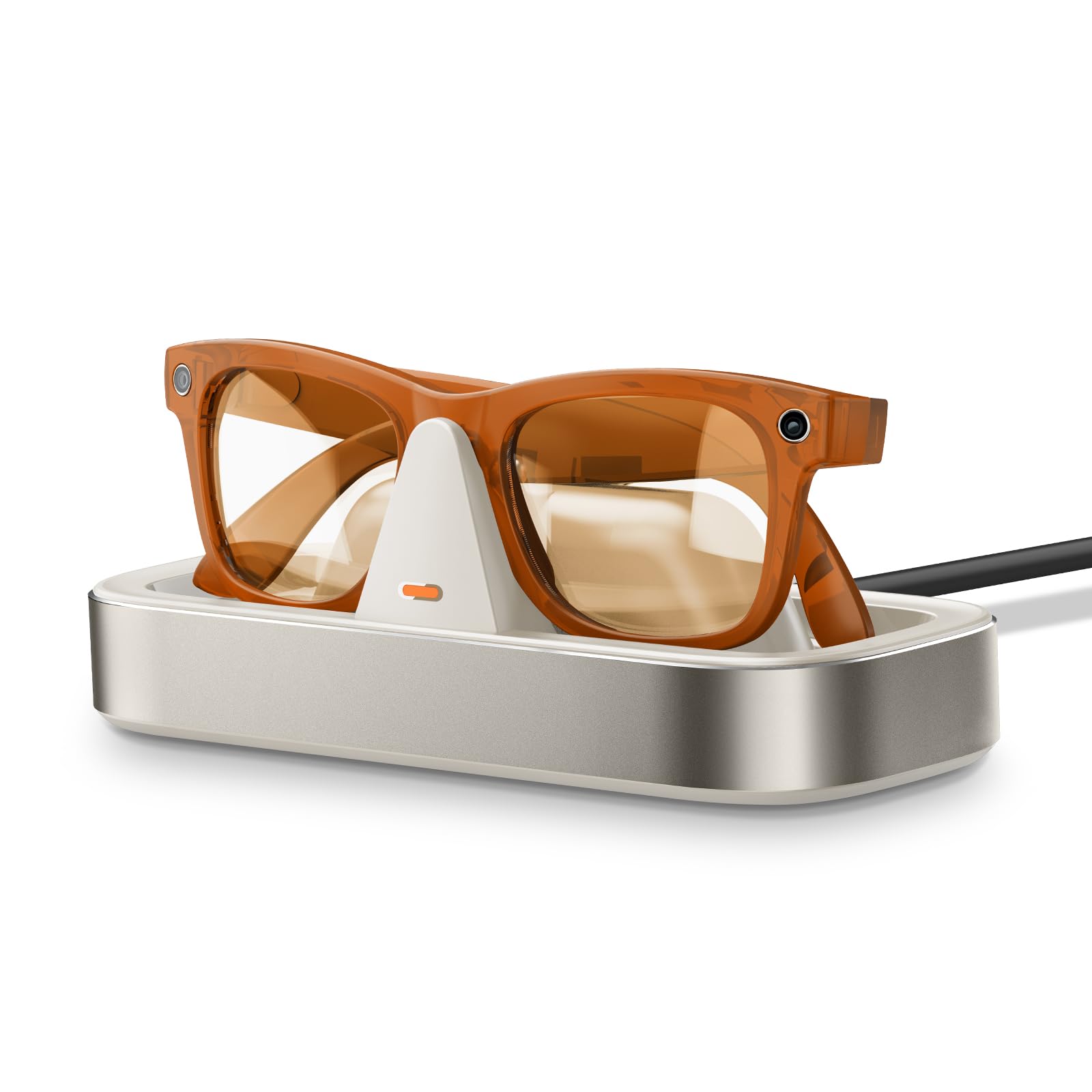 Estación de carga para gafas Meta Ray-Ban Wayfarer, Skyler, Headliner y cargador Oakley Meta HSTN con indicador LED (alimentado por USB-C - Starlight)