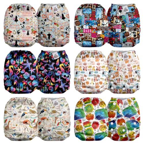 Image of Mama Koala 2.0 Cloth Diapers for Babies, 6 Pack Pocket Shell Only (NO Inserts) - One Size Washable and Reusable Pocket Diapers for Newborns and Toddlers - 26003