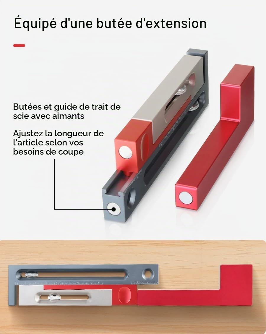 HONGDUI JF15 Kerfmaker Version améliorée – Ajusteur de fente de scie à table en alliage d'aluminium de 18 cm, bloc de mesure à mortaise et tenon pour le travail du bois