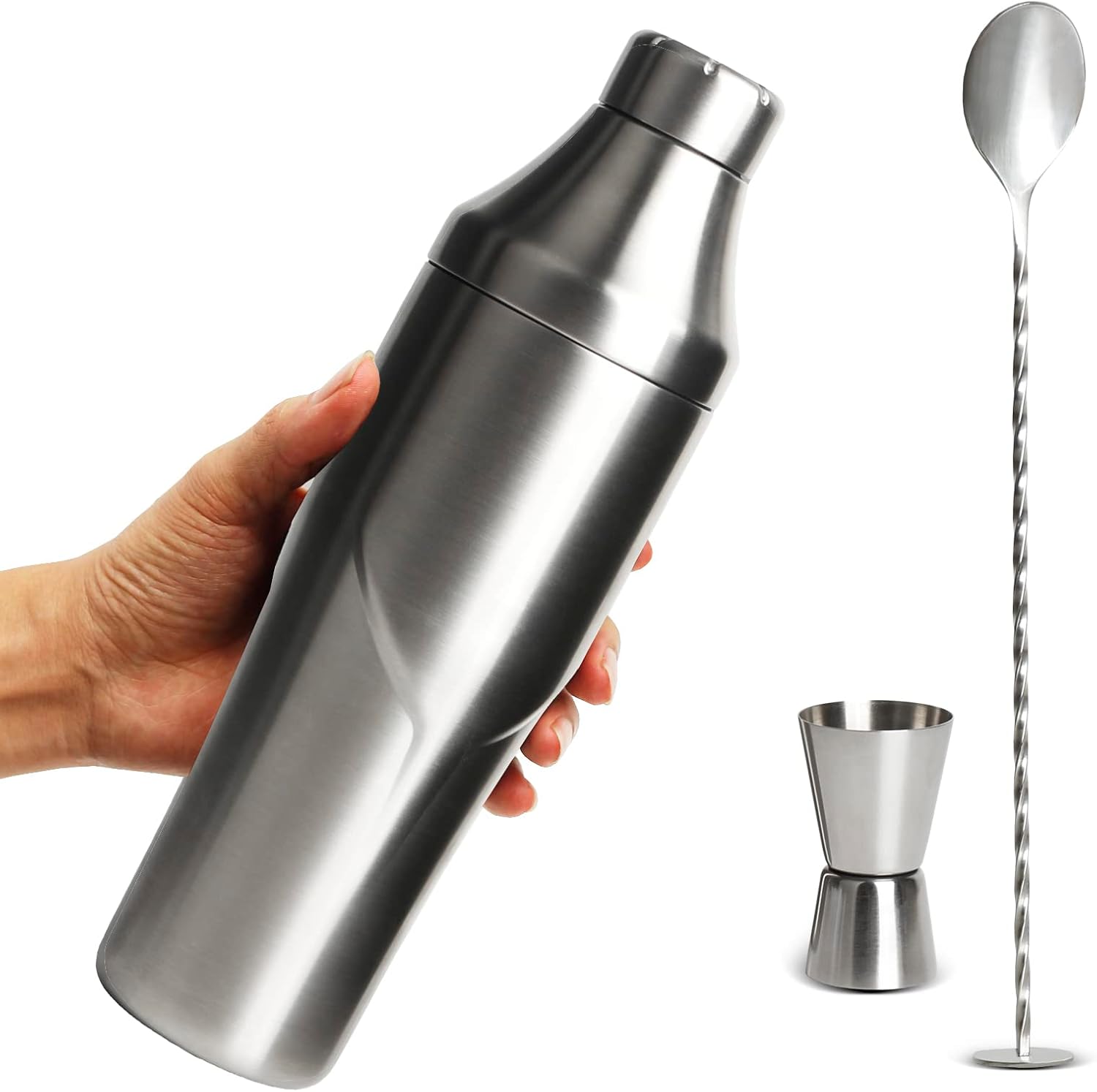 Lexenic 24oz Vacuum Insulated Hybrid Cocktail Shaker Premium 18/8 Stainless Steel Martini