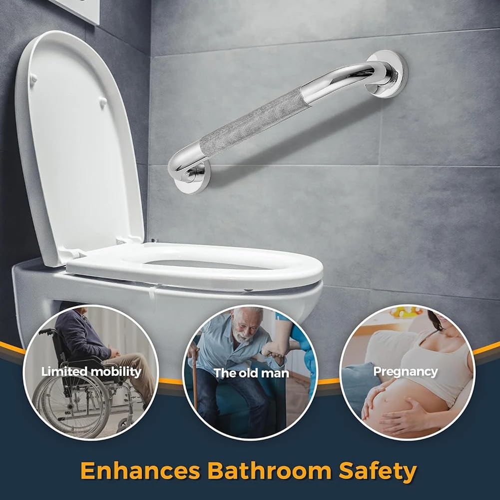 Asidero Ducha,Asidero Baño Barra de Seguridad for Ducha, Paquete de 2, Barras de Apoyo for discapacitados de Acero Inoxidable for baño (níquel Pulido, 1 Pulgada de diámetro)(30cm)
