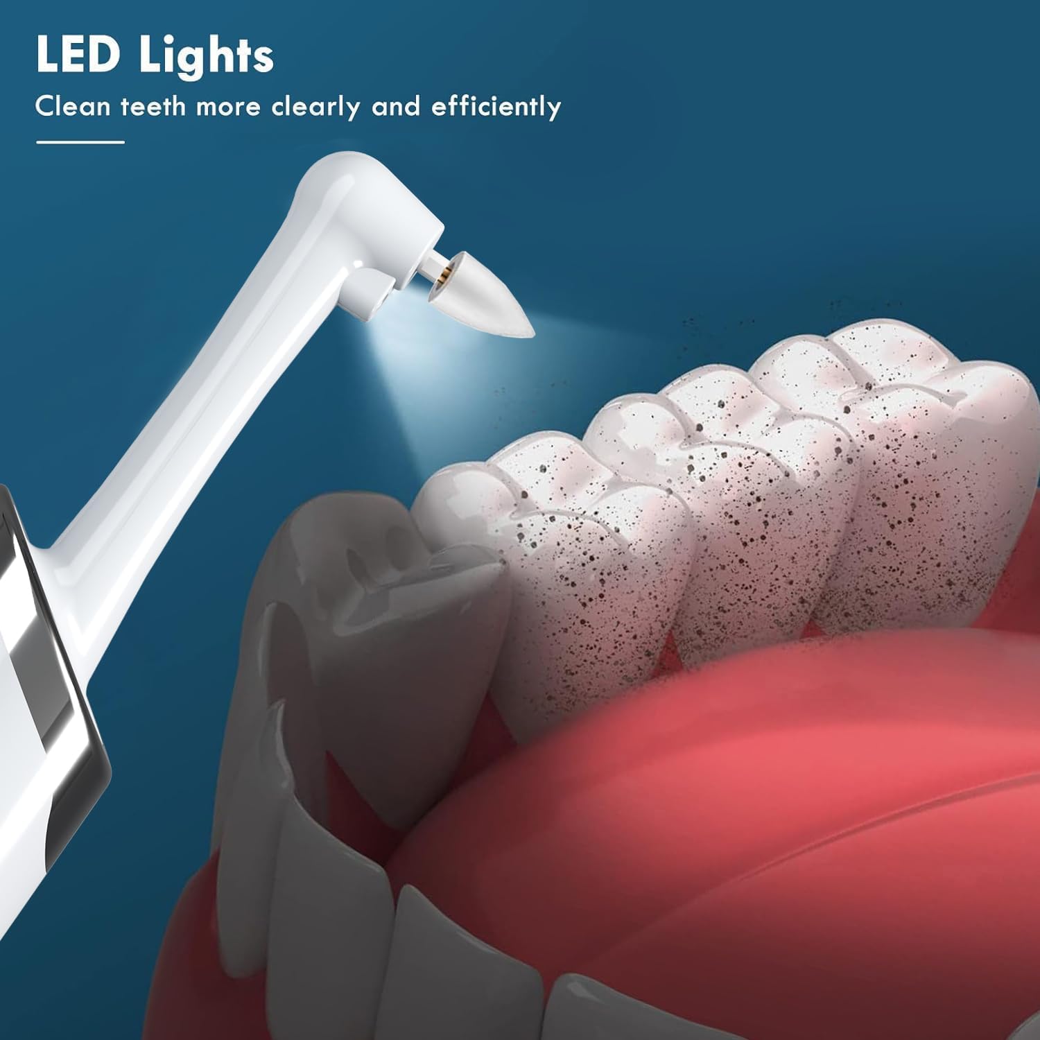 Tooth Polisher Kit with 5 Speed Modes and 5 Heads,Tooth Whitening for Cleaning with Led Light, IPX7 Waterproof Tooth Polish Complete Teeth Cleaning Tools Home Dental Care Set White