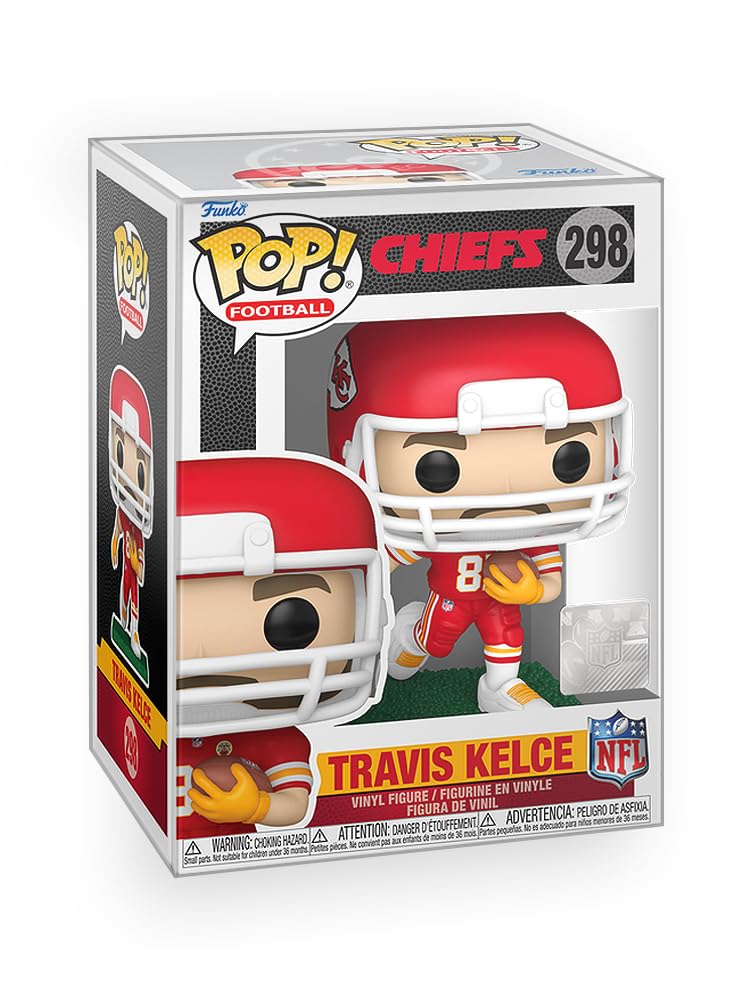 Epic Collectibles Football: KC Chiefs - Travis Kelce in Home Uniform Vinyl Figure Bundle with Compatible Funko Pop Box Protector