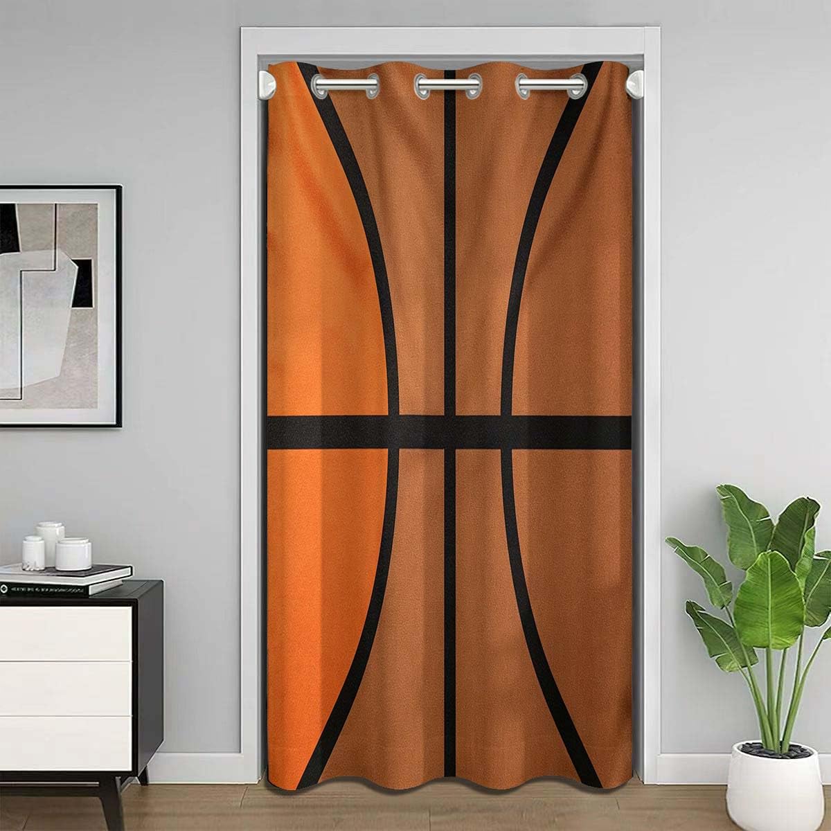Rideau de porte basket-ball 132x210cm jaune | Rideau occultant séparateur