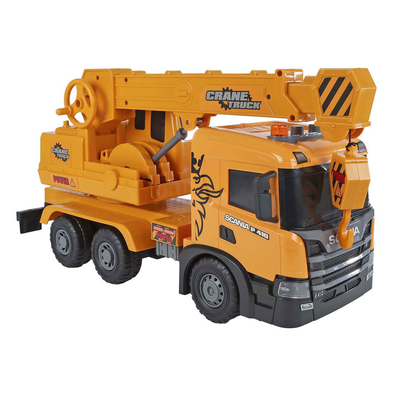 Kids Globe 2Play Scania Kranwagen – Gelb mit Licht- und Soundeffekten