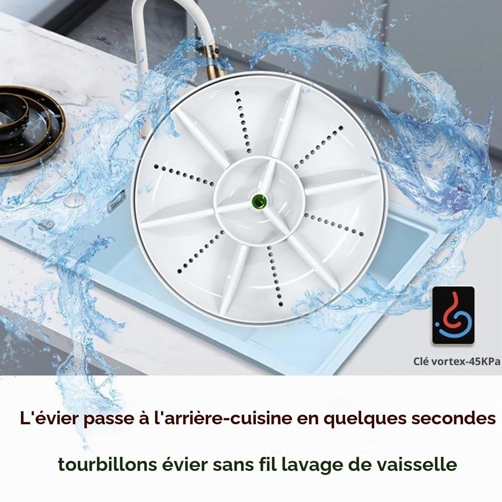 Joselin Lave-Vaisselle à Ultrasons Mini Lave-Vaisselle Portable Turbo, Machine à Laver Les Légumes, Évier Domestique, Dispositif de Lave-Vaisselle A