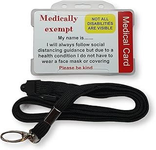 Exempt from wearing a face covering PVC card with lanyard- Hidden Disability - Exemption ID Medical Wallet Card - Disability Awareness