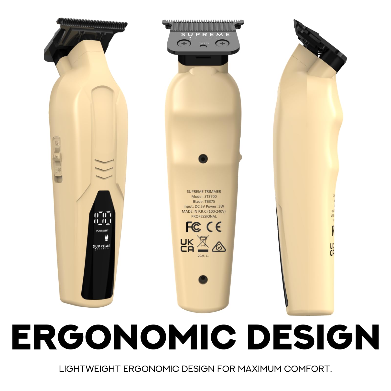 Supreme Trimmer Vader Lite ST3700 – Schnurloser Friseureinsatz & Bartschneider mit Zero-Gap DLC T-Blade, 7000 U/min Motor, 120 Minuten Laufzeit, USB-C-Schnellladung & Führungsschutz für Haar und