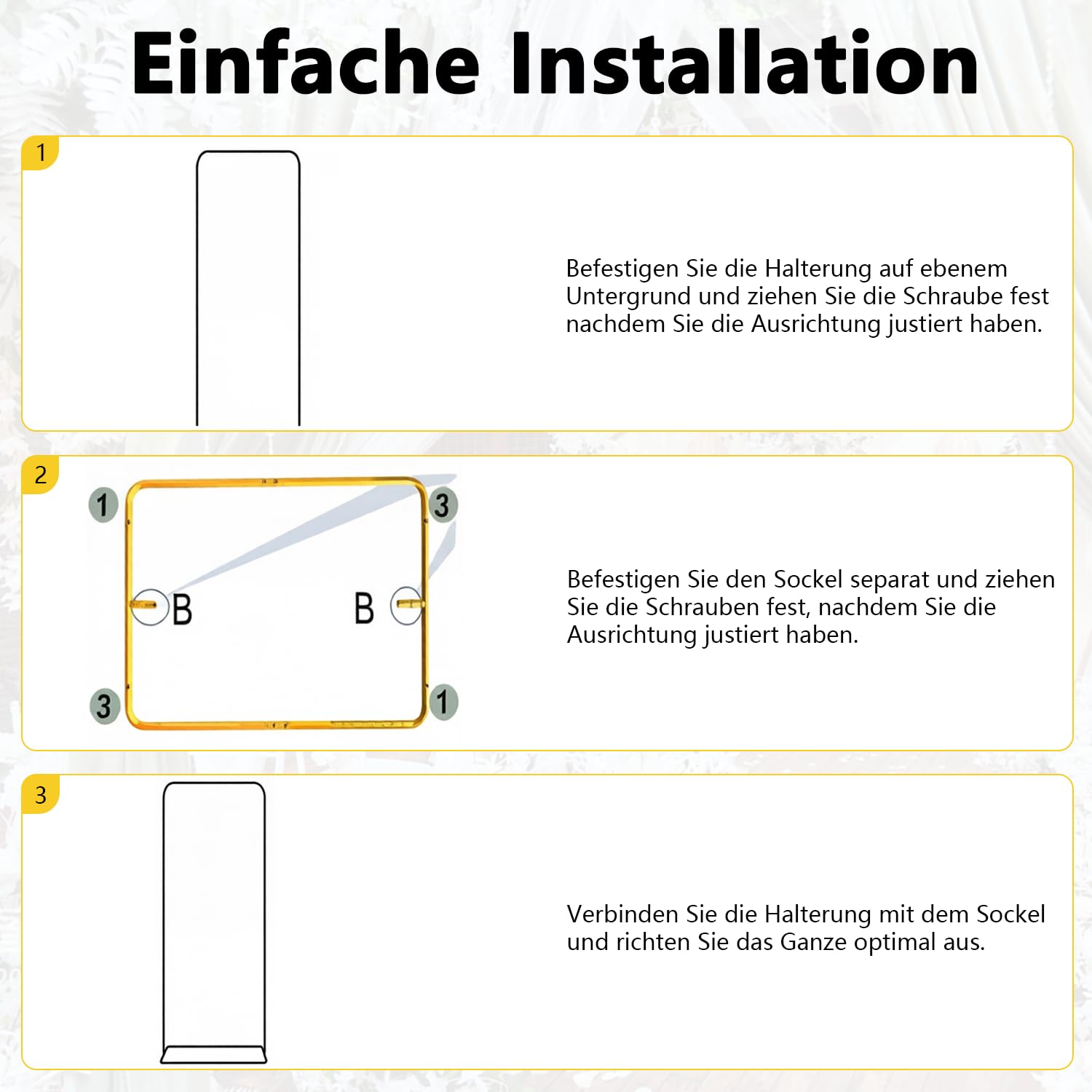 Hochzeitsschild Halter, Schweres Metall Quadratisches Hintergrundgestell 1.75m mit 4 Lederriemen für Outdoor & Indoor, Willkommensschild Halter für Partydeko, Posters, Hochzeit und Jede Feier