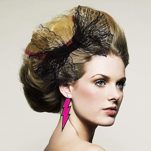 Miniatura 2 de Accesorios de disfraces de los años 80, collar de neón, pulsera, aretes, guantes de red, calentadores de piernas, diadema