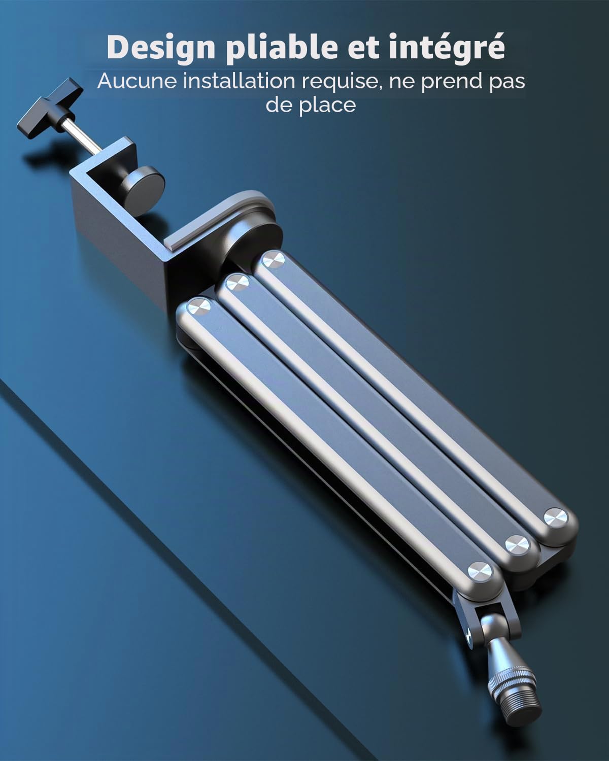 FULAIM Bras de microphone en aluminium compatible avec RODE, Support de microphone réglable pour Shure, microphone arm avec adaptateur 3/8" - 5/8" pour Game Streaming Podcast Interview (Gris)