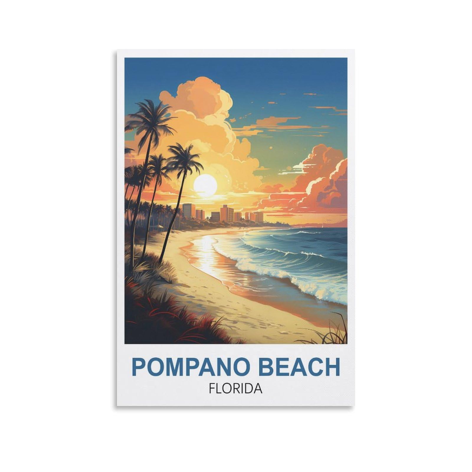 EZMLFA 5D Diamond Painting Kits,Pompano Beach Floridas,Diamond Painting Kits for Beginners Round Full Drill Painting with Diamonds Gem Art for Home Wall Decor 50x60cm