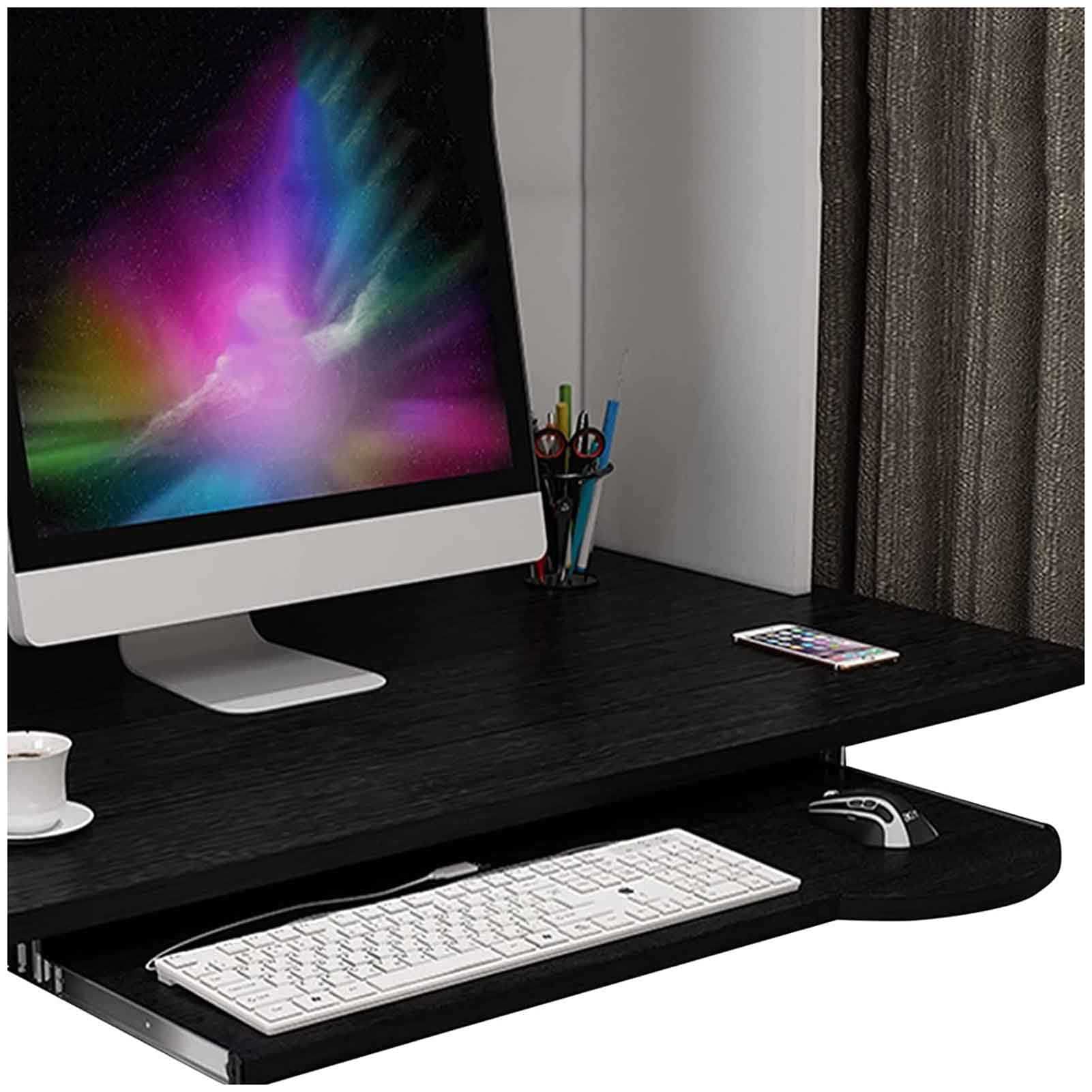 Bandeja de teclado de altura ajustable de madera deslizante, teclado de escritorio que ahorra espacio, soporte para teclado y mouse, fácil de instalar, Sto Solut
