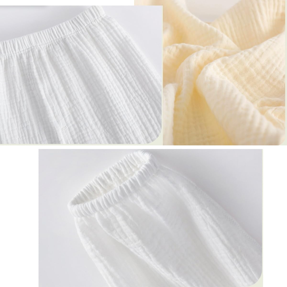 Lot de 3 Pantalon Bébé en Mousseline de Coton décontracté 3 Mois - 3 Ans, Pantalons bouffants en Gaze de Coton Fille Vêtement d'Été Pantalon de Jogging Coupe Loose