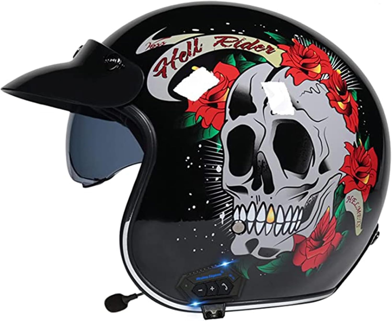 Retro Half Helmet, Bluetooth Adult 3/4 Open Face Motorcycle