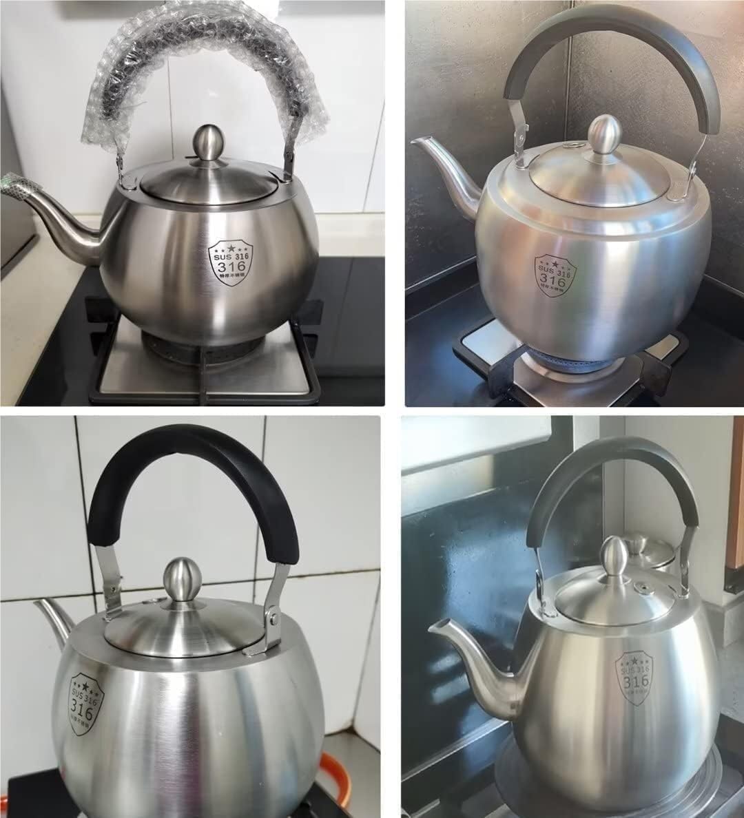 Czajnik do herbaty ze stali nierdzewnej, gwizdający czajniczek 4,2 l, z ergonomicznym uchwytem, do kuchenek gazowych, indukcyjnych, elektrycznych – wytrzymały czajniczek