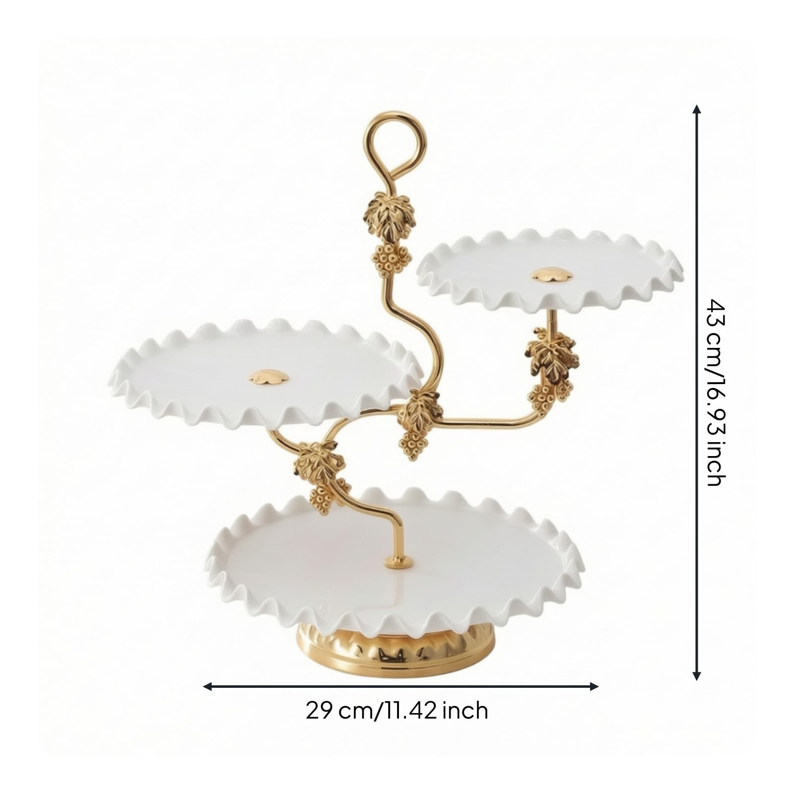 Gralara Présentoir à 3 Étages sans Toxique En Céramique, Présentoir à Pâtisseries à 3 Étages, , pr Mariage, Pâtissiers