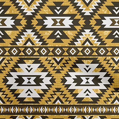 oneOone Polyester Spandex Gamboge Yellow Fabric African Aztech Craft Projects Decor Fabric Printed By The Yard 56 Inch Wide