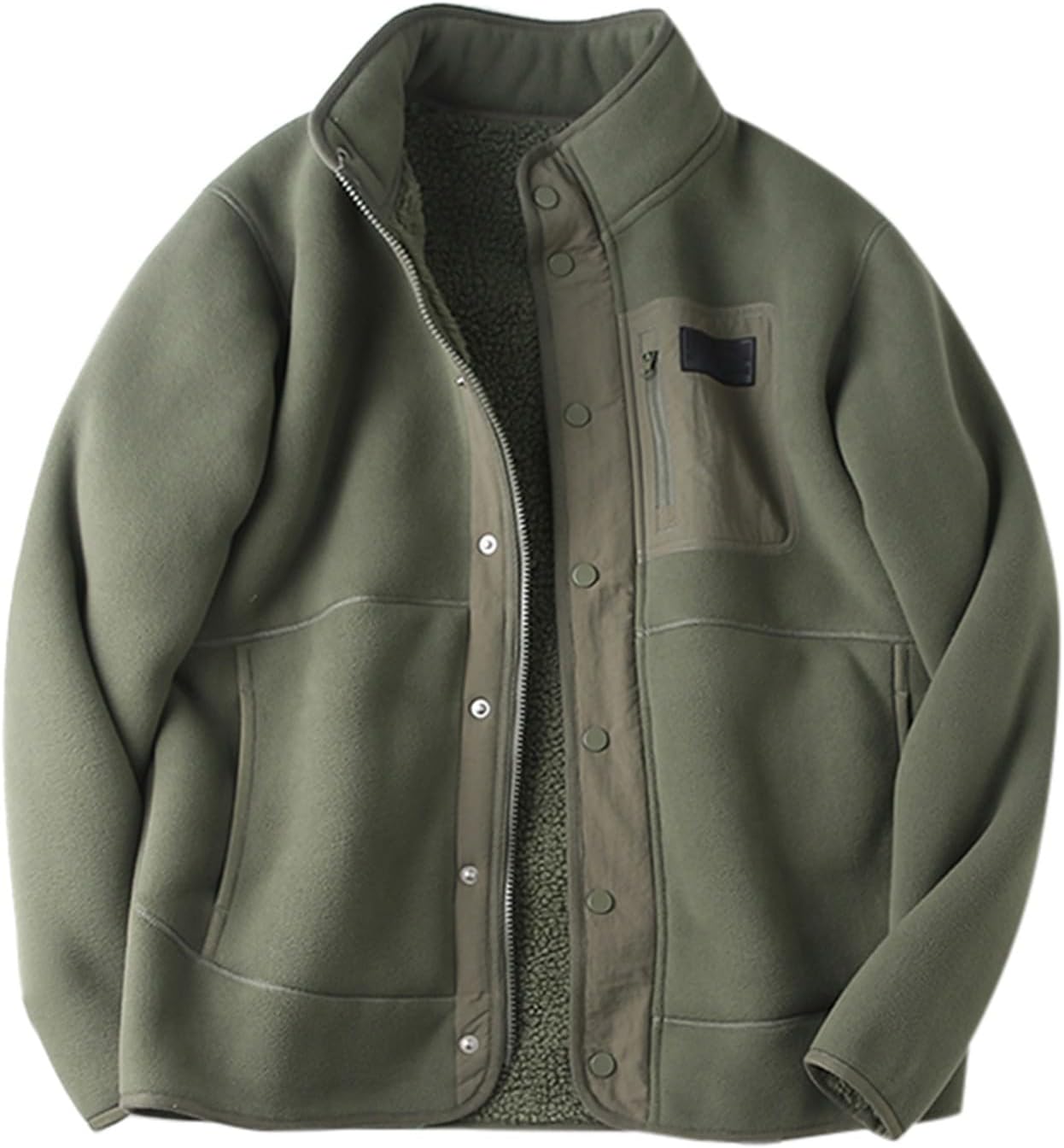 Nidddiv Winter Brushed Jackets for Men UK Colour Block Mens Sweatshirts Hoodless Sportswear button Up Pullover Coats Stand Collar Long Sleeve Overcoat Lightweight Warm Outerwear Fleece Jackets