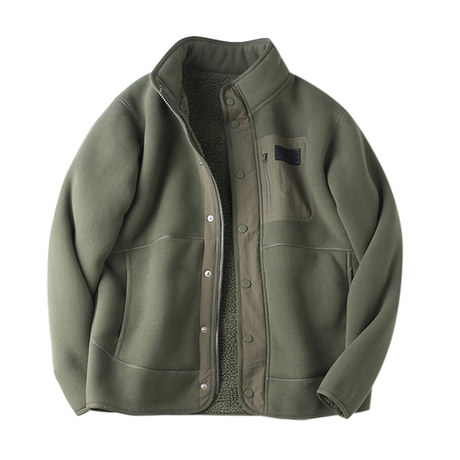 Nidddiv Winter Brushed Jackets for Men UK Colour Block Mens Sweatshirts Hoodless Sportswear button Up Pullover Coats Stand Collar Long Sleeve Overcoat Lightweight Warm Outerwear Fleece Jackets