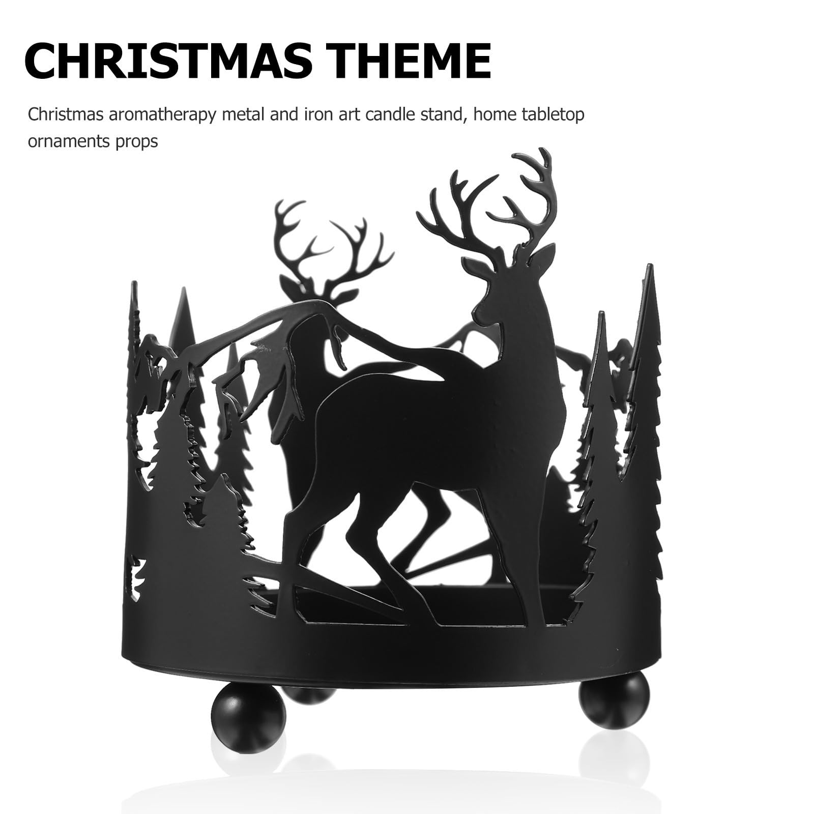Toyvian 5 Piezas Candelabro Navideño de Hierro Negro Forma de Animal para