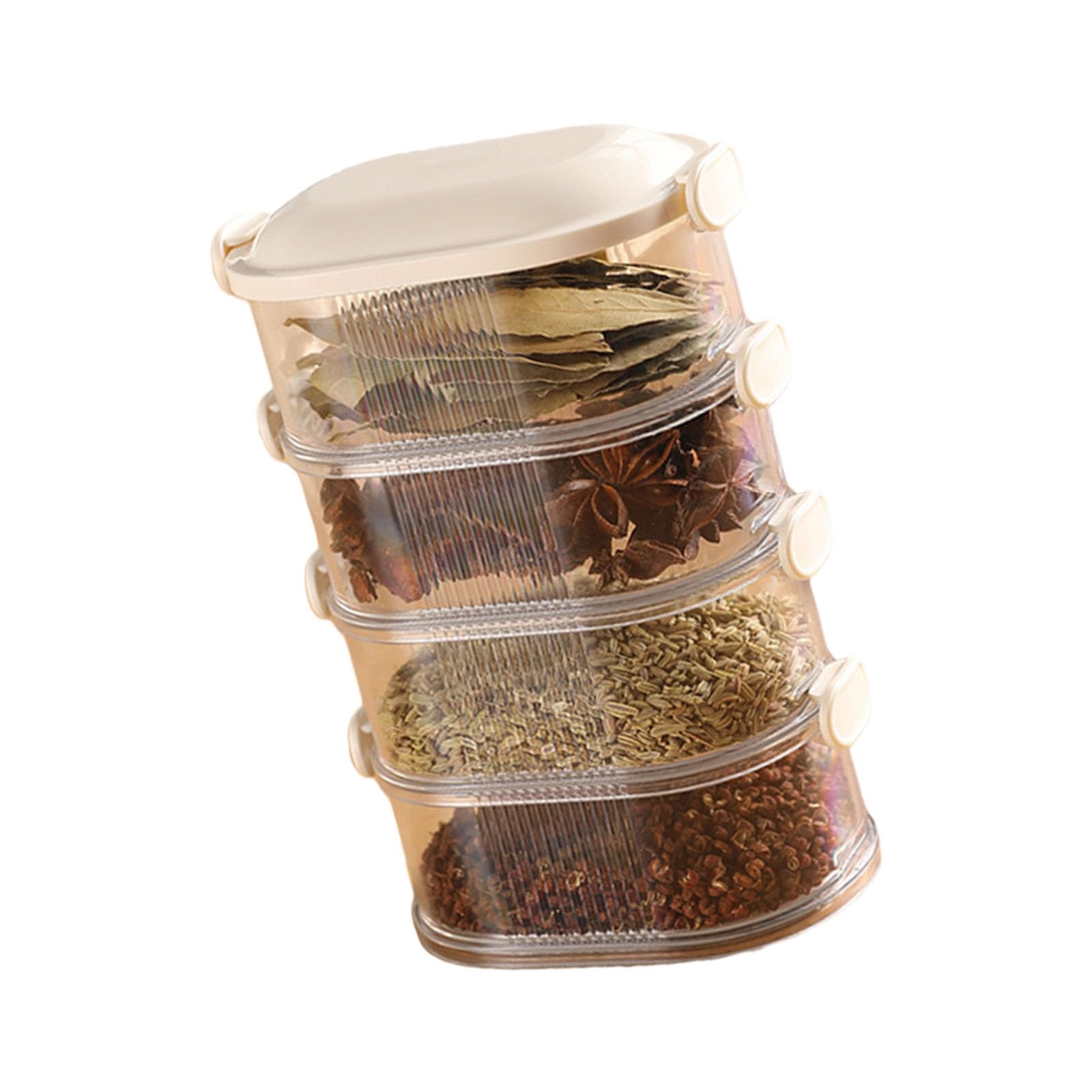 Kalttoy Space Saving Multi Compartment Condiment Organiser with Transparency Lid Kitchen Storage Container for Countertop Household Condiment Organiser