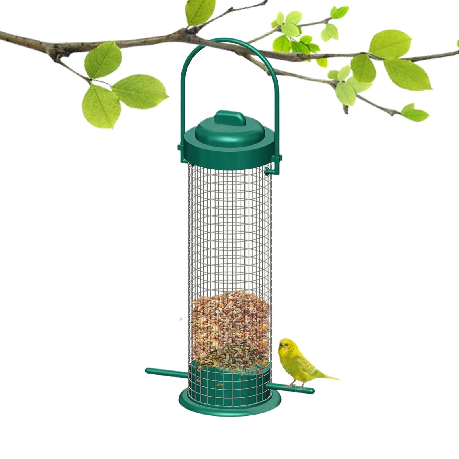 Poludatly Squirrel Proof Bird Feeders, Metal Mesh Bird Feeder, Hanging Wild Bird Feeder, Suet Ball Feeder, Outside Pean-ut Feeder For Birds, Feeding Tool For Garden Yard